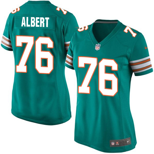Women's Elite Branden Albert Nike Jersey Aqua Green Alternate - #76 NFL Miami Dolphins